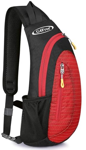 G4Free Leichte Brusttasche Sling Schulter Rucksäcke Nette Umhängetasche Dreieck Pack Rucksack zum Wandern Radfahren Reisen oder Multipurpose Tagepacks, Schwarz und Orange, S