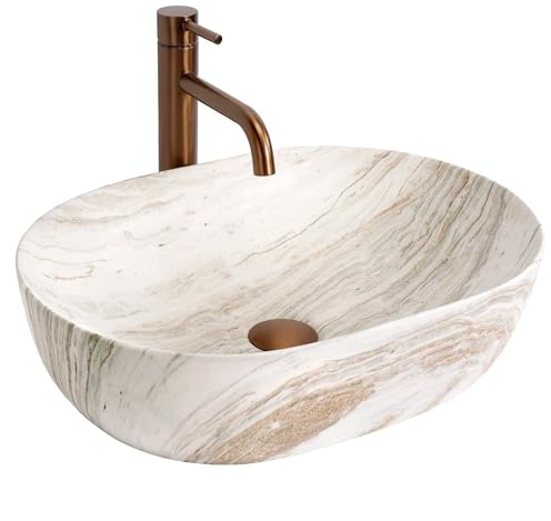Lavabo Sobre Encimera Rea Amelia 48 Saturn Beige 48X34,5X13,5Cm