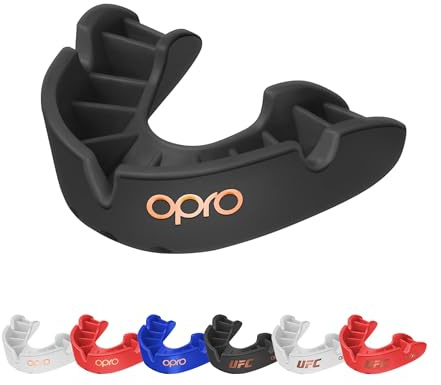 OPRO Munskydd i bronsnivå väsentlig passform – tuggummiksköld vuxen och barn – OPRO munskydd boxning och MMA, lätt självpassande tuggummi sköld rugby och hockey – förbättrat skydd med tandgaranti