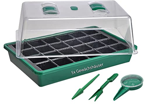 Novatool 5X Zimmergewächshaus Anzucht mit Saathelfer I Kräuter Anzuchtset Gewächshaus Treibhaus klein I Zimmergewächshaus XXL Balkongewächshaus I Tomaten Gewächshaus stabil Treibhaus zubehör