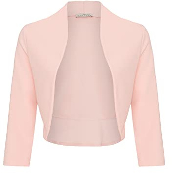 DANAEST - Bolero elegante da donna con maniche a 3/4, coprispalle corto, per feste (708), Colore: rosa., L corto
