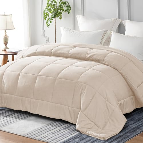 Yebeda Edredón para Las 4 Estaciones, 220 x 240 cm, Edredón Cama 135/150, Transpirable y Supersuave para Todo el año, Beige