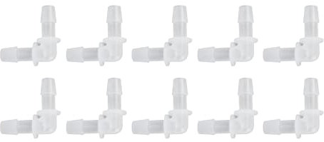 10 Uds Junta de Manguera de Codo Conector de Manguera de Plástico de 90 Grados Accesorio en Forma de L Accesorios de Plástico de Igual Diámetro para Laboratorio (9,5 mm)