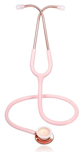 Scienlodic Double-Sided Stethoscope with Ear Tips, Professional Stethoscope for Doctor Nurse Clinical Student Use, Customized Gold-Plated High-end - Light Pink