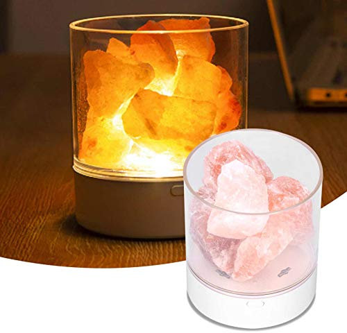 Lampada da Notte con Lampada di Sale Dell'Himalaya - Luce di Sale di Cristallo Per Camera da Letto, Lampada da Tavolo Innovativa USB Per Purificare L'aria, Perfetta Per La Luce Notturna E La Decorazio