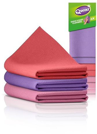 Qwikr Mikrofasertücher Multi 6 Stück Lila, Rot, Rosa – Reinigungstücher - Putztücher - Vorteilspackung – 30x30cm Größe - ideal für große Aufgaben - Mikrofasertücher - waschbar bei 60 Grad
