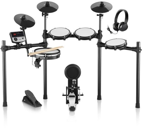 VEVOR E-Drum-Set, 32 Drum-Kits & 480 Sounds Elektronisches Schlagzeug, USB MIDI-unterstütztes 10-Zoll-Leises Mesh-Snare-E-Drum-Set mit 10-Zoll-Becken, Drumsticks und Pedalen, für Anfänger & Erwachsene