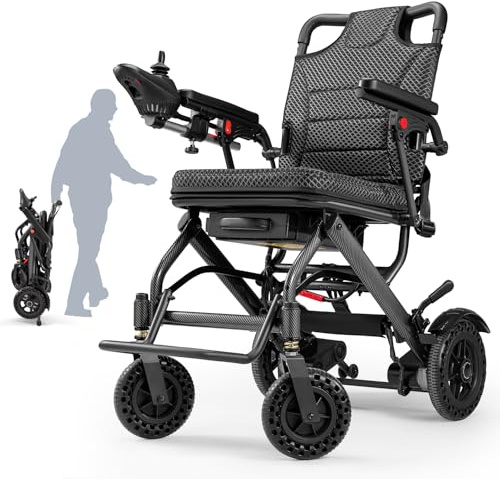 2026 Upgrade VERPAL 36lbs Lightweight Electric Wheelchair for Adults, Foldable Electric Wheelchair for Travel, Air Transport, 360W Power Wheelchair for All Terrain, Motorized Mobility Scooters