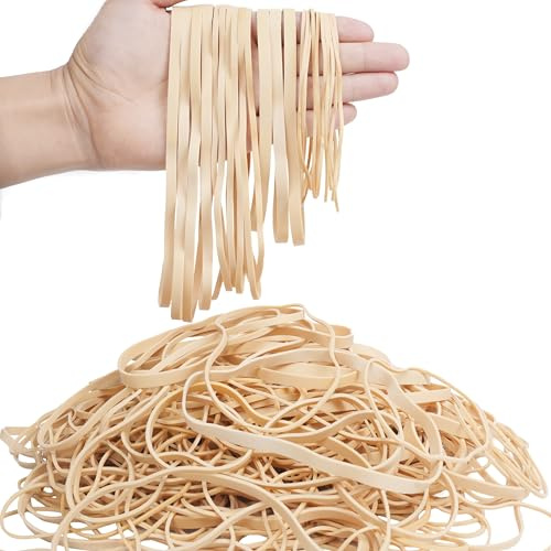 AOUOU Bandes en caoutchouc de tailles assorties - Poids net : 190 g - Beige - Bandes élastiques tactiques pour fournitures de bureau - 120 x 1,5 mm, 150 x 6 mm, 180 x 3 mm, 200 x 5 mm