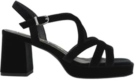 Azarey SANDALIA NEGRA TERCIOPELO TACON ANCHO Y PLATAFORMA - (Talla 36)