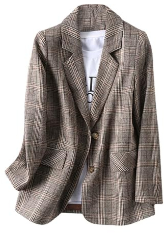 Genérico Blazer Mujer Americana Corta Chaqueta Mujer Fiesta Negra Traje Chaqueta Primavera Ropa Formal Moda 2#café 3XL