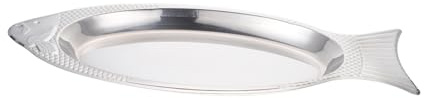 Veemoon Plateau Poisson Inox Forme Poisson pour Service et Stockage Assiette Résistante pour Grillades et Vapeur Utilisation Maison et Restaurant