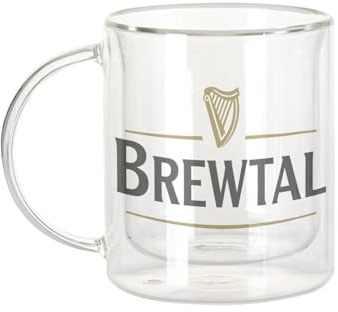 Fabulous Mug Verre Double Paroi - Brewtal Bière Brune Bar Stout Irlande - Tasse a Cafe et The Isotherme 330ml Effet Suspendu Anti-Brulure Imprime en France