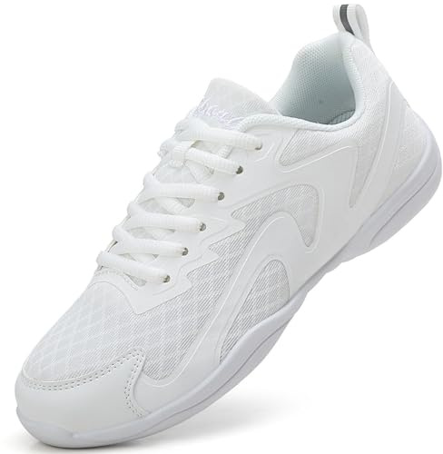 PQWXVYU Zapatillas de Cheerleading Porrista para Niña y Mujer Blancas Negro | Zapatillas Deportivas Flexibles Antideslizante ideales para Competiciones Danza y Caminar