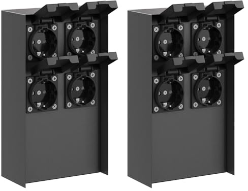 ledscom.de 2 pzas. Toma de jardín Pilar POMI para Exteriores, IP44, 4 vías, Acero Inoxidable, Antracita, Angular, 23 cm