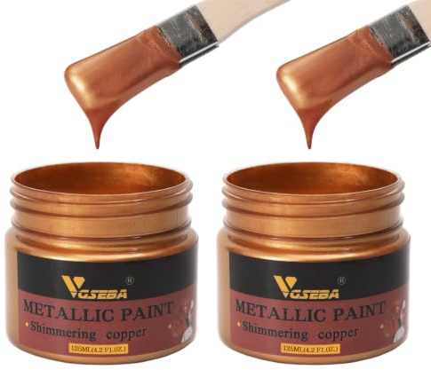 VGSEBA Acrylic Paint Metallic Copper 250ml, Non Toxic, Non Fading | Copper Acrylic Paint for Crafts, Art, Painting, Handcrafts, Ideal for Canvas Wood Clay Fabric Ceramic Craft Supplies