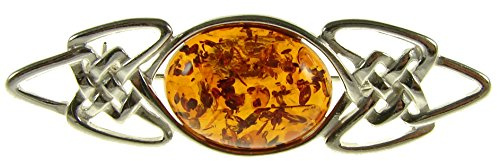 Baltic amber and sterling silver 925 cognac brooch pin