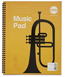 Rhino Stationery A4+ Twinwire Music Notebook | Wirebound Notebooks | 48 Pages | Yellow Cover | Lined Notepad | Music Manuscript Book REMM4S-0