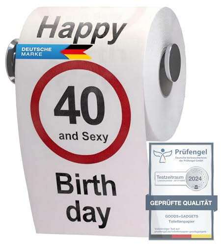 Papier toilette d'anniversaire drôle Papier toilette Décoration d'anniversaire Articles cadeaux (40e anniversaire)