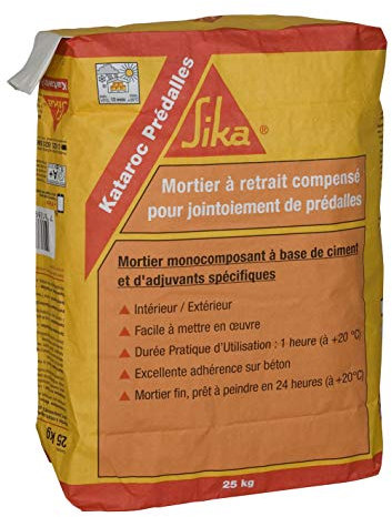 SIKA - Mortier hydraulique pour jointoiement de prédalles - Katarock Prédalles Gris - Intérieur/Extérieur - Mortier fin, prêt à peindre facile à mettre en œuvre - 25kg