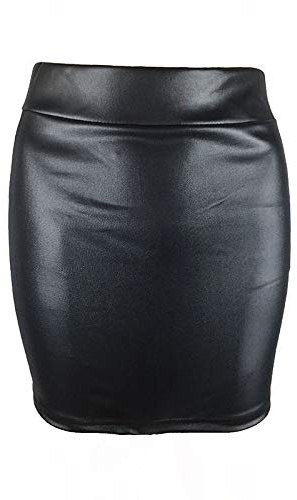 Bodywear Ltd Mini jupe sexy en similicuir pour femme Idéal pour le bureau, les soirées/les clubs - Noir - 38 FR/S/M