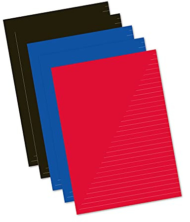 Kangaro skolhäfte A4 linjerat 80 ark sorterade 5-pack, K-58331, Zwart/blauw/rood