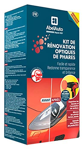 ABELAUTO Kit de Rénovation Optiques de Phares Mécanique – Restauration Phares Jaunis ou Opaques – Polissage et Déjaunissement Phares Voiture Compatible Perceuse