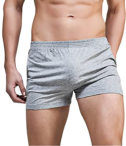 GYMAPE Men's Gym Shorts Workout Cotton Gray L