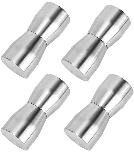 HERCHR 4 Pezzi pomelli rotondi per porta della doccia, Moderno Acciaio Inox Pomello Doccia Vetro, Argento Lucido, 8,7 x 3,9 cm