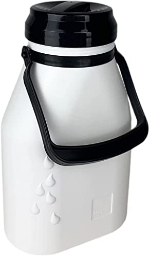 Metrox Bidon à lait 2l, étanche, en plastique sans BPA et BPS, avec couvercle à visser, Blanc