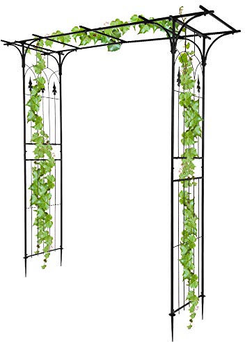 Bonnlo Metal Garden Arch for Climbing Plants, Heavy Duty Durable Iron Trellis Garden Decorations Archway Outdoor for Patio Lawn Wedding Party