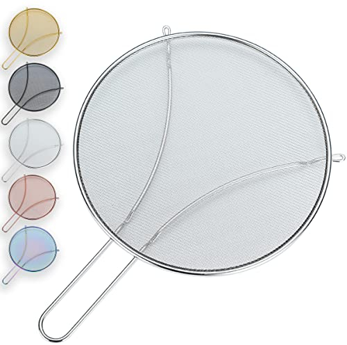 Evanda Écran d’éclaboussures de 30 cm pour la Cuisson, Maille Fine en Acier Inoxydable pour poêle à Frire, Protection Contre la Graisse pour Casserole pour arrêter Les éclaboussures d’Huile Chaude