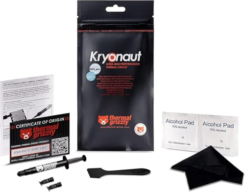Thermal Grizzly Kryonaut CPU Thermal Paste - High Performance PC Thermal Paste Kit for Cooling All Processors, Graphics Cards and Heat Sinks in Computers and Consoles - Thermal Grease 1g