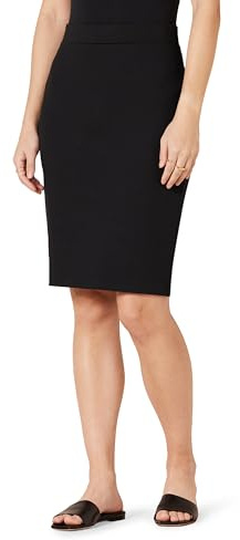 Amazon Essentials Women's Ponte Pull-On Fitted Pencil Skirt for Business Casual, Black, Large