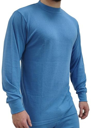 Mens Thermal Work Base Layer Long Sleeve T Shirt Size S to 5 XL - Work & Leisure Warm Thermal T Shirts Sky