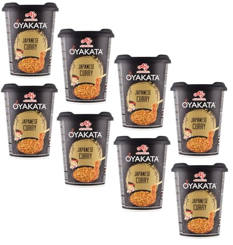 Oyakata® | Instant-Topf mit Soße und Nudeln | Instantnudeln mit Currygeschmack - 8 x 90 Gr | Japanische Currynudeln