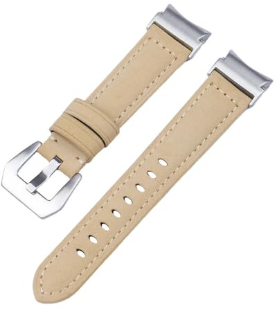 20 mm Läderband med snabb passform för Samsung Galaxy Watch 6 5 4 40 44 mm klocka 5 pro 45 mm för 6/4 klassisk 43 47 mm 42 46 mm klockarmband, Khaki Silver, för klocka 6 40 44 mm