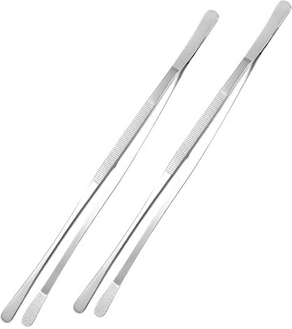 HTRTRR Lot de 2 Pinces de Cuisine Droites en Inox – Pince à Griller 30 cm pour Barbecue, Cuisine, Poêle, Décoration – Pince Précise en Acier pour Aliments