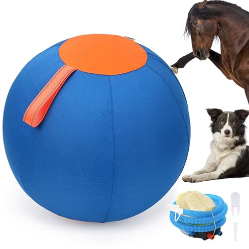 mufojyez Big Herding Dog Ball, Scratch-Resistant Toy Ball with Hand Pump for Horses, Large Dog Play Ball, Outdoor Pet Toy, Australian Shepherds, and Large Dogs, 45cm Diameter Blue