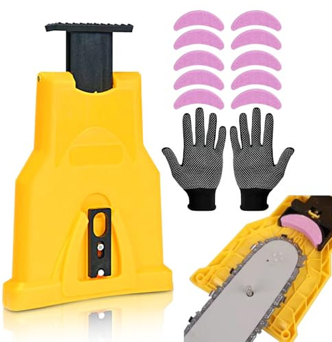 Mokaskaidj Affilacatene per Motosega, Set di Affilatrici Motoseghe con 10 Pietre per Affilare, Universal Affilatrice per Motoseghe, Affilatura Catena Motosega per Taglialegna, Tosaerba, Motoseghe