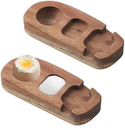 Qixuer Lot de 2 coquetiers en bois de qualité supérieure 15,3 x 6,5 x 2,5 cm