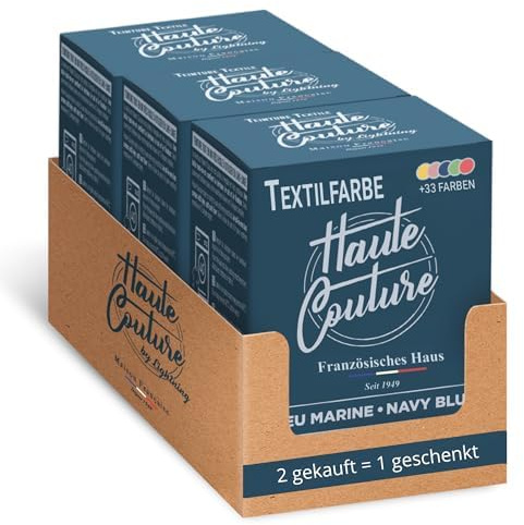 Haute Couture - Teinture Textile Bleu Marine - 3x350g Tout-en-un - Prêt à l'emploi pour Vêtements et Tissus