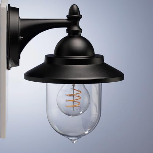 EBION Aussenlampe Wand E27, AußEnlampe AußEnwandleuchten Aluminum IP44 Wasserdicht, Wandleuchte Vintage Ausenbeleutung Hauswand Schwarz, Garten, Veranda, Terrasse, 15W,GlüHbirne Nicht Enthalten