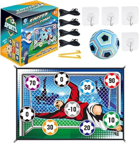 YEENAIV Soccer Ball Game Set, Football Game Indoor Outdoor Toss Soccer Goal Game Foldable Flannel Goals, Football Accuracy Exercise Gifts Set for Children Boys