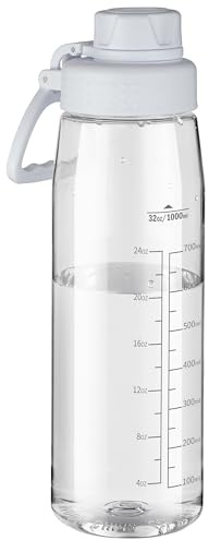 Edmyre 32oz Clear Water Bottle - BPA-Free Tritan Plastic, Fast Flow Spout Lid, Wide Mouth & Leakproof Design Hiking Water Bottle Suitable for Travel, Outdoors, Gym, Office, Home, School(Clear)