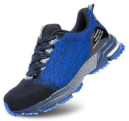 Loiston Zapatos de Seguridad para Hombre Mujer Zapatillas de Seguridad Mujer Zapatos de Trabajo Puntera de Acero Transpirable Azul K05 Gr.43