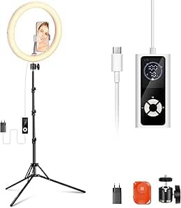 NEEWER RH12B Pro 12 tum 30 W LED ringljus högpresterande med 71 tums stativstativ kompatibel med iPhone, 3290 lux bi färg selfie cirkelljus mobiltelefonhållare för videoinspelning makeup stream, 2900