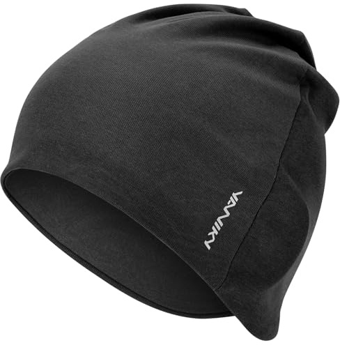 YANIKY Mütze Damen – Modal Schlafmütze Bequeme Dünne Mütze Herren - Baumwolle Weiche Hautfreundliche Beanie – Unisex Slouch Beanie Chemo Mützen für Alle Jahreszeiten (Schwarz)
