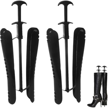 Stiefelspanner, 1 Paar Stiefelformer, Boot Shaper Ständer, Stiefel Shaper, Boots Stiefelspanner, Federbelastete Stiefelformer mit Automatik-Mechanik, Geeignet zur Formerhaltung von Stiefeln, Schwarz