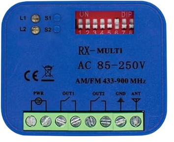 Receptor universal compatible, receptor de puerta de garaje, multifrecuencia 433-900 MHz, módulo de relé de 12 V 24 V, receptor de radio para puerta de garaje, módulo de relé para puerta de garaje